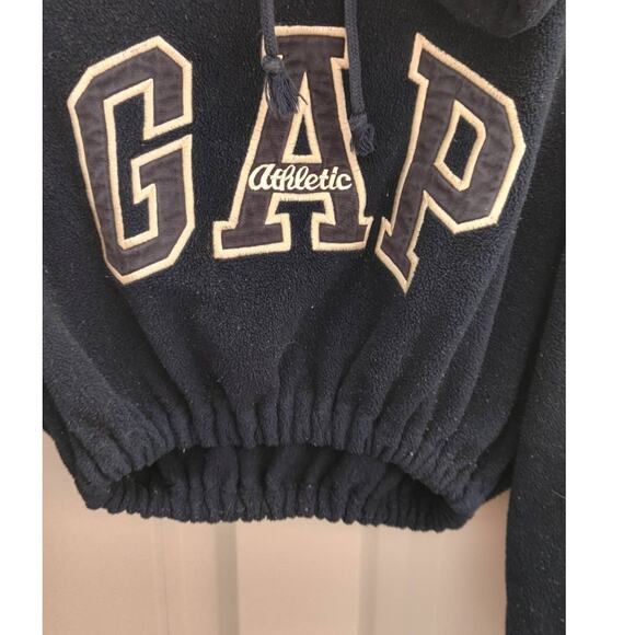 Gap Womens Cropped Hoodie Sweatshirt Medium Navy Blue White - Picture 2 of 4